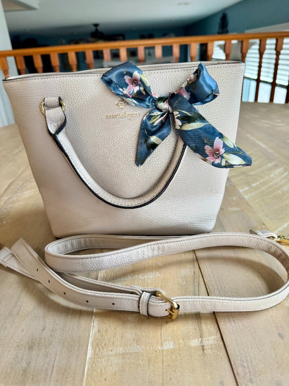 Nanette Lepore Cream Ivory Pebbled Satchel Mini Tote Crossbody Bag